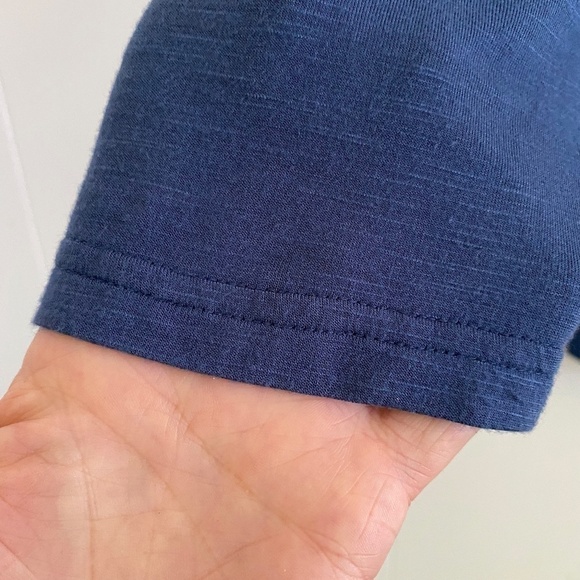 WEEKEND by Suzanne Betro size L blue long sleeve top gathered front - Picture 5 of 9